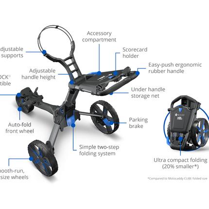 MOTOCADDY QB2 3 WHEEL PUSH GOLF TROLLEY BRAND NEW 2025 BLUE
