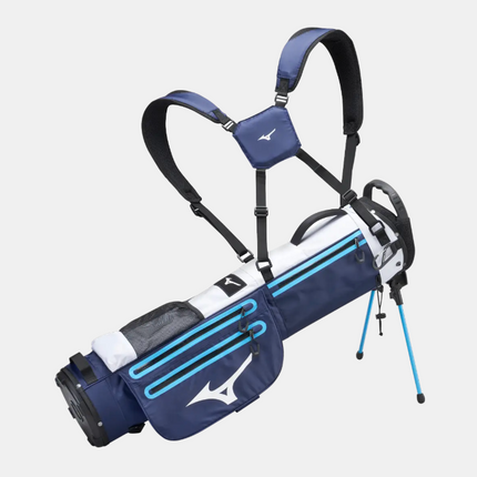 MIZUNO BR-D2 WATERPROOF GOLF STAND BAG / 4 WAY DIVIDER / BLUE & WHITE