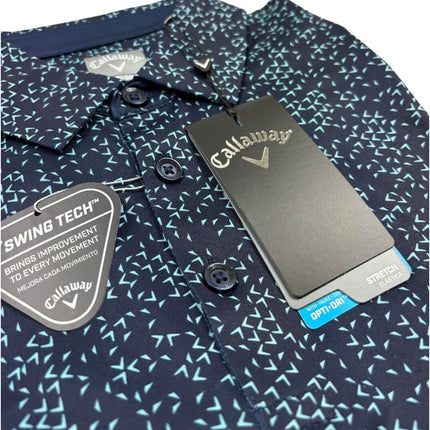 Callaway All Over Chev Print Graphic Polo Shirt - Medium - Peacoat Navy