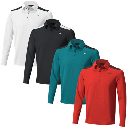 Mizuno Mens Winter Elite Long Sleeve Polo Shirt Golf Move Tech Thermo Top