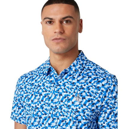 Original Penguin Golf Polo Shirt Underwater Mosaic (Blue) Various Sizes