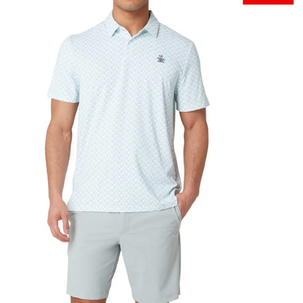 Original Penguin Golf Polo Shirt All-Over Lifesaver Print (Green) Various Sizes