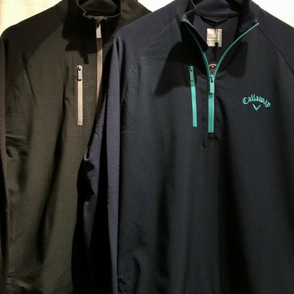 Callaway Mens 1/4 Zip Lightweight Printed Mixed Media Layer Pullover