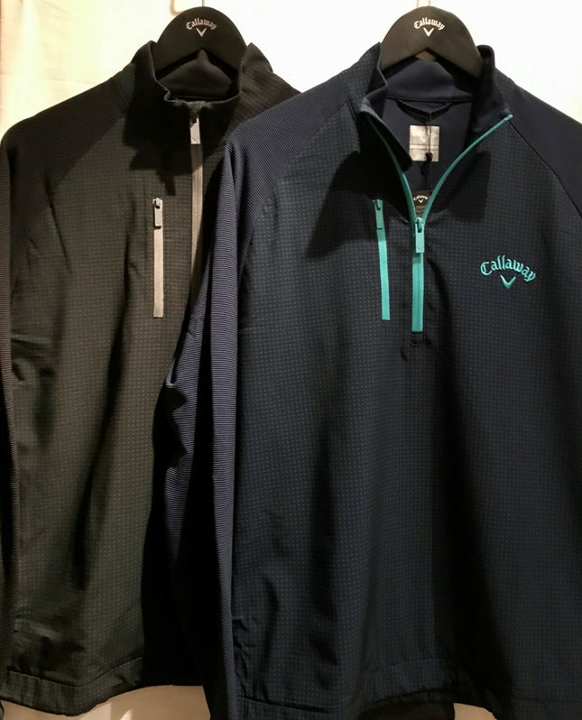 Callaway Mens 1/4 Zip Lightweight Printed Mixed Media Layer Pullover