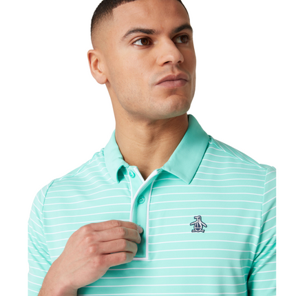 Original Penguin Golf Polo Shirt Green Stripe (Blue Pool) Various Sizes