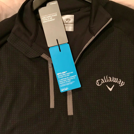 Callaway Mens 1/4 Zip Lightweight Printed Mixed Media Layer Pullover
