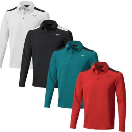 Mizuno Mens Winter Elite Long Sleeve Polo Shirt Golf Move Tech Thermo Top