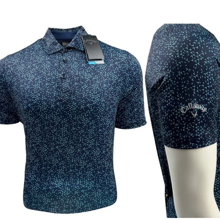 Callaway All Over Chev Print Graphic Polo Shirt - Medium - Peacoat Navy