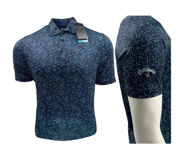 Callaway All Over Chev Print Graphic Polo Shirt - Medium - Peacoat Navy