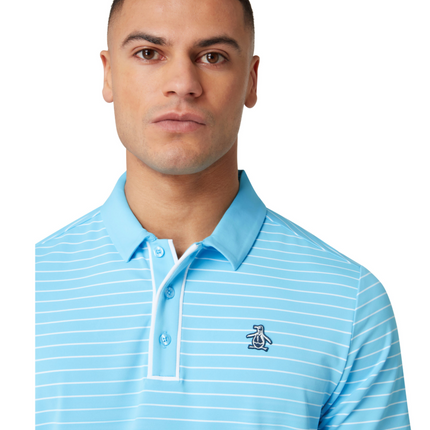 Original Penguin Golf Polo Shirt Light Blue Stripe (Blue Grotto) Various Sizes