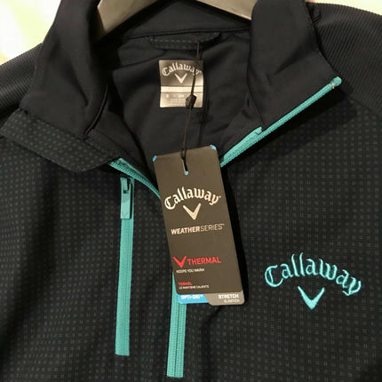 Callaway Mens 1/4 Zip Lightweight Printed Mixed Media Layer Pullover
