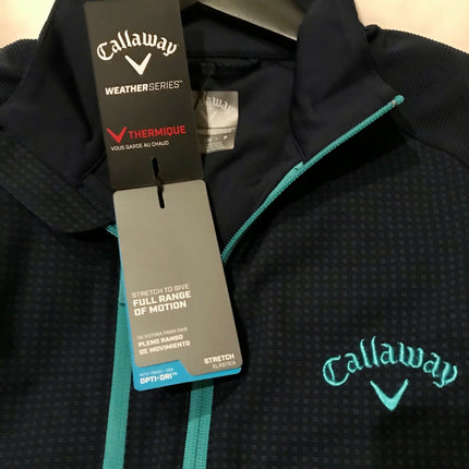 Callaway Mens 1/4 Zip Lightweight Printed Mixed Media Layer Pullover