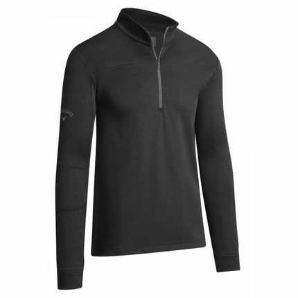 Callaway 1/4 Zip Waffle Golf Midlayer - Black - Callaway Logo on Sleeve