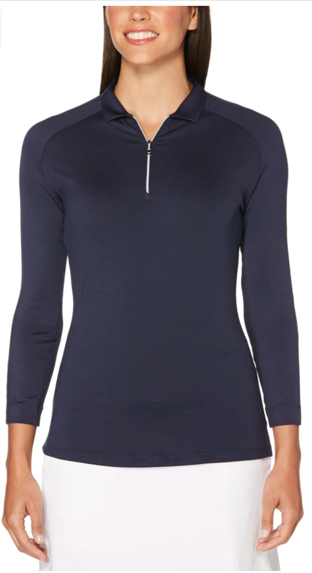 Womens 3/4 Sleeve Swing Tech™ Shadow Stripe Polo Various Sizes