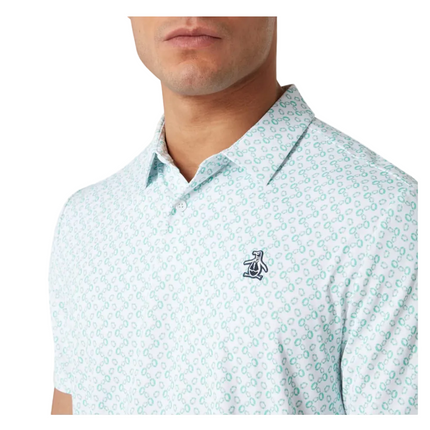 Original Penguin Golf Polo Shirt All-Over Lifesaver Print (Green) Various Sizes