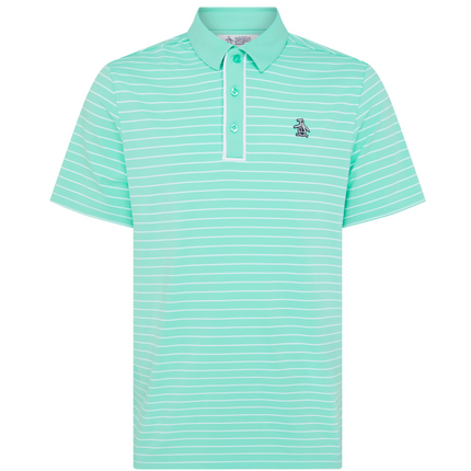 Original Penguin Golf Polo Shirt Green Stripe (Blue Pool) Various Sizes