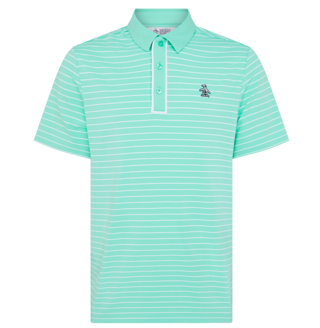 Original Penguin Golf Polo Shirt Green Stripe (Blue Pool) Various Sizes