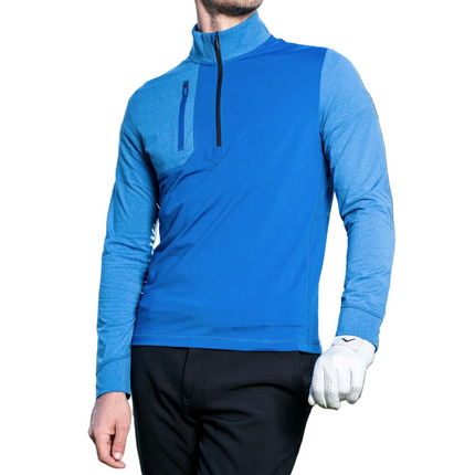 Callaway Mens Aquapel Mixed Media 1/4 Zip Golf Pullover - Light Lapis