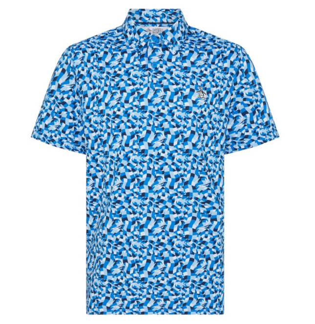 Original Penguin Golf Polo Shirt Underwater Mosaic (Blue) Various Sizes