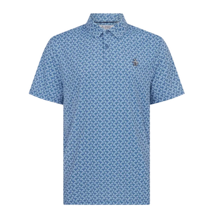 Original Penguin Golf Polo Shirt All-Over Lifesaver Print (Blue) Various Sizes
