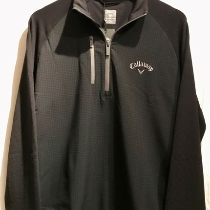 Callaway Mens 1/4 Zip Lightweight Printed Mixed Media Layer Pullover