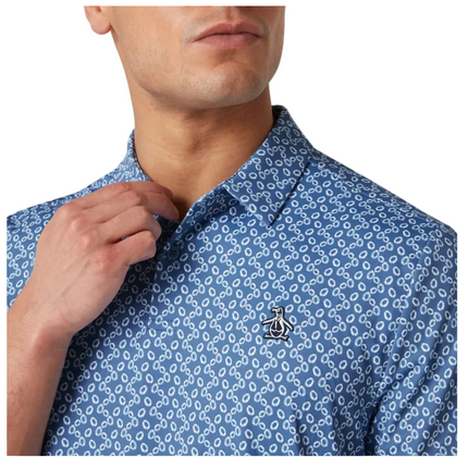 Original Penguin Golf Polo Shirt All-Over Lifesaver Print (Blue) Various Sizes