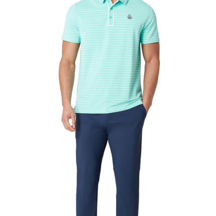 Original Penguin Golf Polo Shirt Green Stripe (Blue Pool) Various Sizes