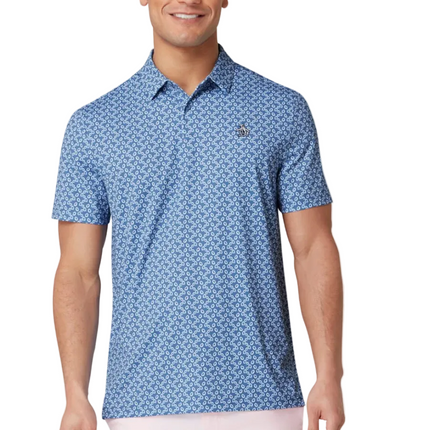 Original Penguin Golf Polo Shirt All-Over Lifesaver Print (Blue) Various Sizes